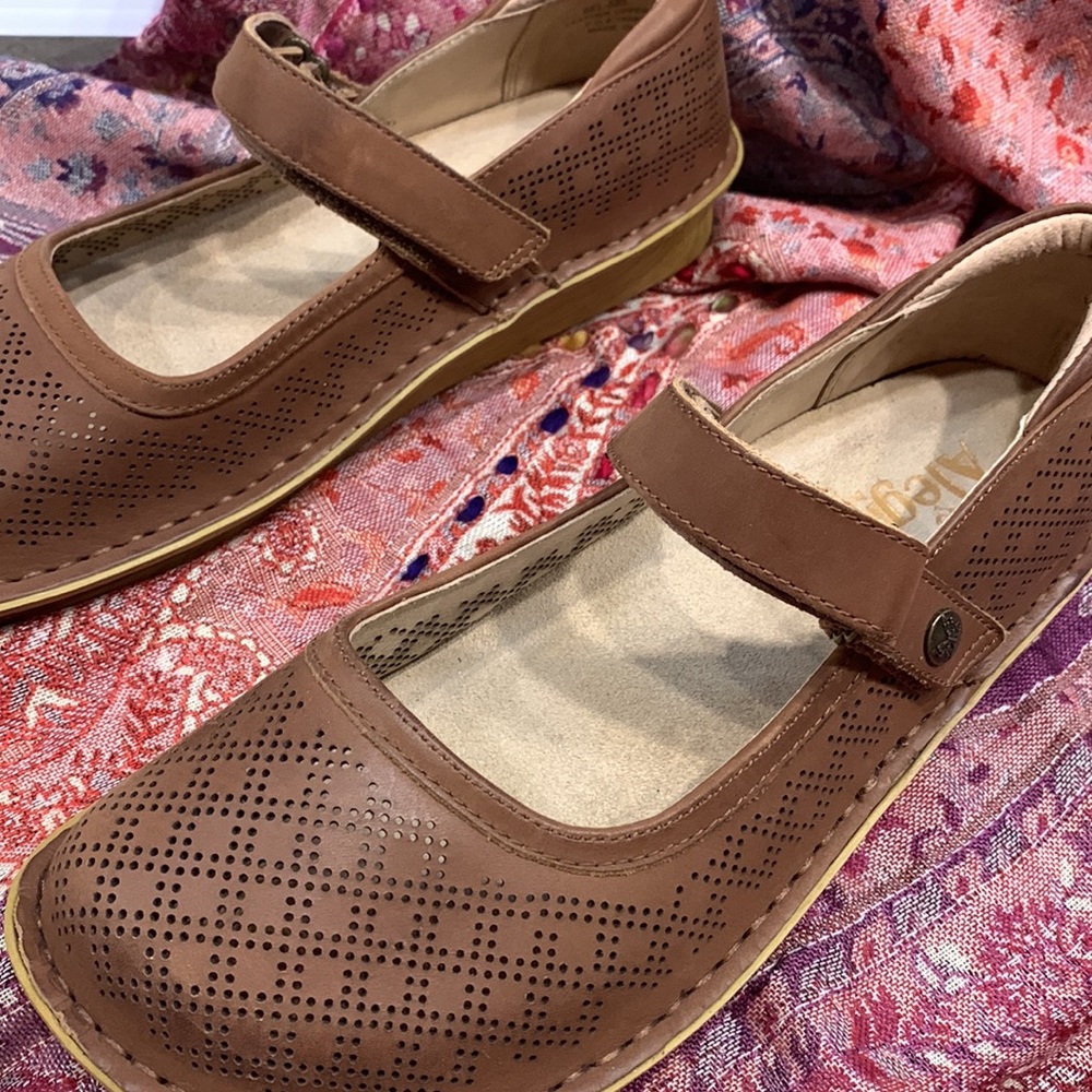 Alegria Chocolate Perforated Loafers - Picture 3 of 14